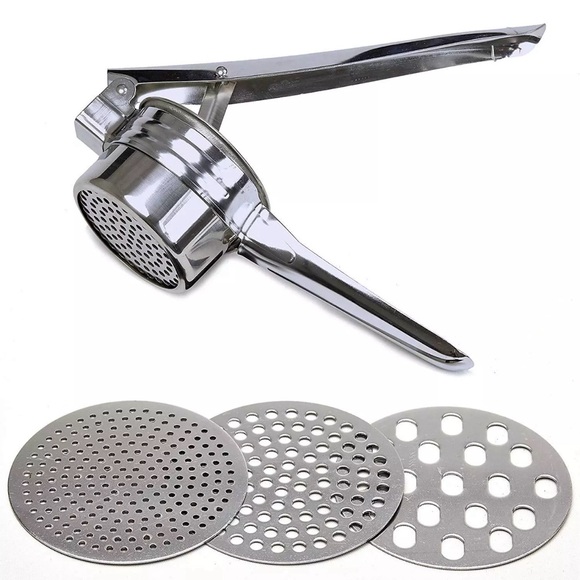 Stainless Steel Potato Ricer & Food Masher, 3 Discs, Easy Clean, 1 Cup Capacity - Picture 8 of 9